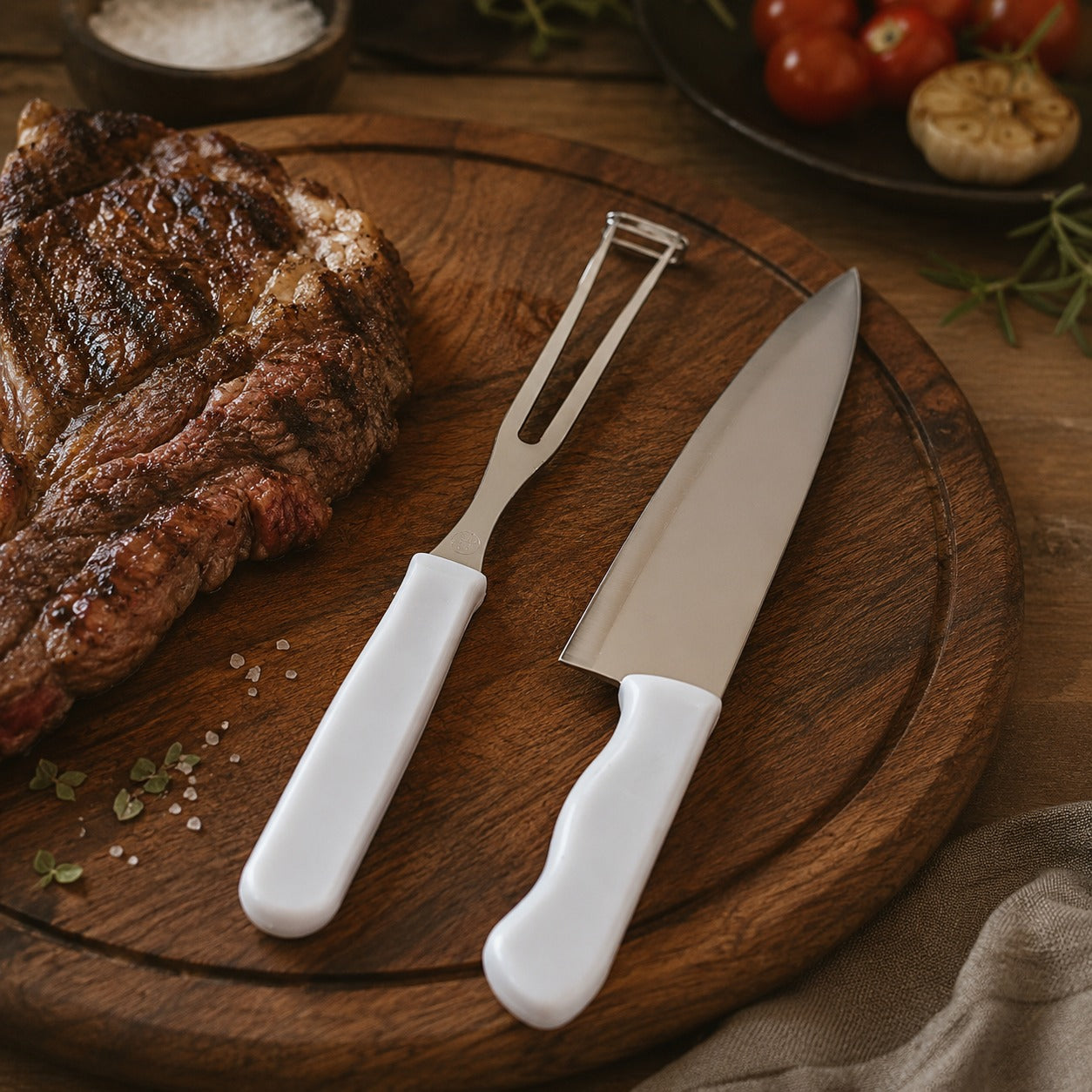 Conjunto Para Churrasco 2 Peças Garfo e Faca Aço Inoxidável