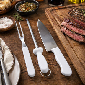 Conjunto Para Churrasco Com 3 Peças Garfo Chaira e Faca