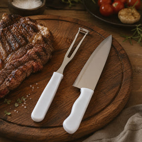 Conjunto Para Churrasco 2 Peças Garfo e Faca Aço Inoxidável